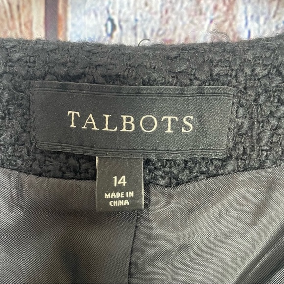 ✨✨Host Pick ✨Talbots Tweed Zip Up Jacket, Faux Leather Pockets, Black Wool Blend - Picture 5 of 11